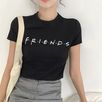 Harajuku Lete Najlepšími Priateľmi Tv T Shirt Ženy Punk Móda ruský VOGUE List Printed Tee Tričko Femme Krátky Rukáv Bežné Topy