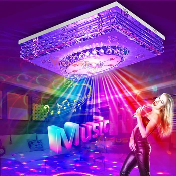 Mordern LED Crystal Stropné Svetlo Lampy RGB Stmievateľné 220V APLIKÁCIU Bluetooth & Hudba Reproduktor Farebné Spálňa, Obývacia izba Inteligentné Lampy