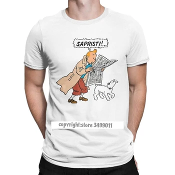 Muži Tričko Saprist Úžasné Bavlna Tees The Adventures of Tintin Tshirt O Krk Oblečenie Plus Veľkosť
