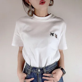 Ženy Tričko Top Tees Pevné Abecedy Písmeno Krátke Jednoduché Dámske Módne Letné Voľné Bežné T-shirt Kórea Čierna Biela