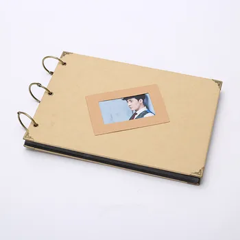 10 Palcový Retro Kraft Papier DIY Craft Papier Album Hoop Strane-samolepiace Album Kožené Karty Loose-leaf Album