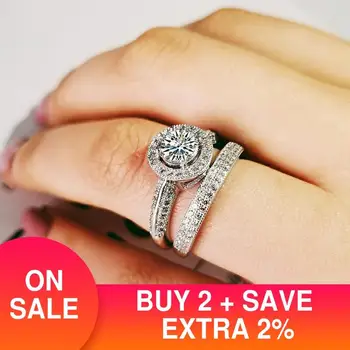 2021 nové luxusné halo 925 sterling silver prsteň pre ženy lady výročie darček šperky hromadne predávať Čierny piatok R5140