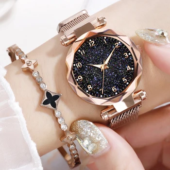 2020 Žena Hodiny Módne Luxusné Magnet Pracky Dámske Náramkové Hodinky Náramkové hodinky Hviezdne Nebo Hodinky pre Ženy(Dropshipping )