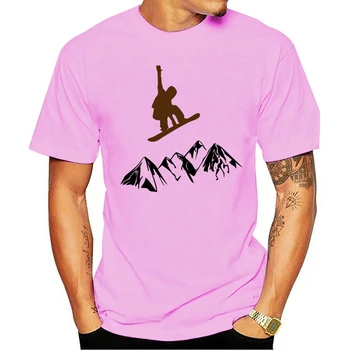 Dizajn T-Shirt Farbou Snowboardistov Cez Hory Mužov Tričko Listy, Krátke Sleeve T Shirt Pre Mužov