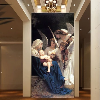 5D DIY Diamond výšivky Náboženstvo obrázky pozadia Domova Plne Živice kolo drahokamu vyšívanie Anjel Panny Maľovanie