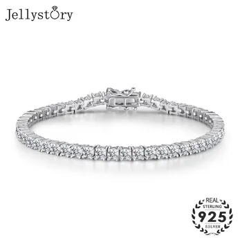 Jellystory luxusné reálne 925 sterling silver náramok s 5A zirkón drahokam, jemné šperky pre ženy, svadobné zapojenie strany