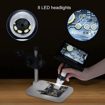 2020 4.3 Palcový LCD Digitálny Biologický Mikroskop Endoskopu Nahrávanie USB 500-Zväčšenie 1000X S 8 Nastaviteľné LED Svetlá