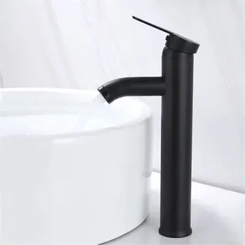 Jeden Rukoväť Kúpeľňa Povodí Kohútikov Za Studena/Zvukový Pult Umývadlo Umývadlo Ťuknite Na Položku Čierna