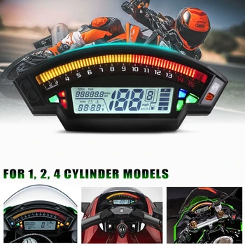 Motocykel Univerzálny LCD Digitálny Rýchlomer 14000RPM 6 Výstroj 199km/h Podsvietenie Motocykel počítadlo kilometrov For1,2,4 Valce Meter