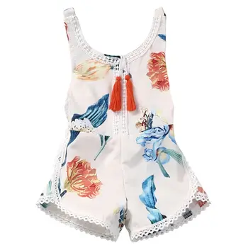 Novorodenca Dievčatká Romper Kvetinový tvaru Bavlna Kombinézu Jumpsuit Sunsuit Oblečenie Oblečenie Lily tlač bez rukávov 0-4Y