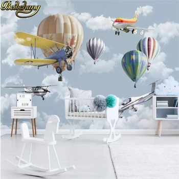 Beibehang Nordic cartoon lietadlo, balón, foto tapety pre deti miestnosti v pozadí 3D wall paper roll obývacej miestnosti dekorácie