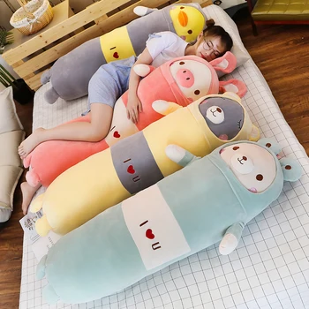 Cartoon zvieratá Nohu-Upínacie dlho vankúše tvorivé plnené plyšové hračky pink duck ošípaných medveď dieťa spať bábiku dievča, darček