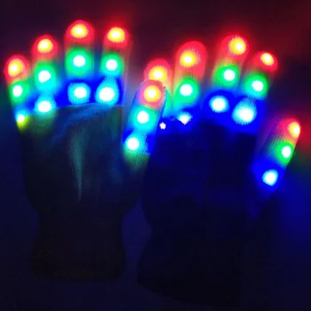 LED Rukavice Neon Guantes Žiariace Halloween Party Svetlo Rekvizity Svetelné Svetelné Režimy Prst Svetlo Prst Deti Hračky Strana Dodávky