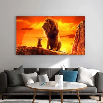 Lion King Filmové Plagáty a Tlačí na Steny Umelecké Plátno Maľby Zvierat Obrázok na Stenu Umenia pre Obývacia Izba Domova (Bez Rámu)