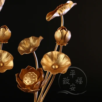 Budhistické dodávky kvetinové vázy obetná nádoba hliníkový lotus flower ponúka 5 strapcov Chrámu gilding buddha kvet pár