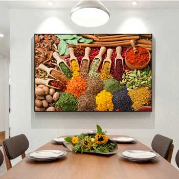 Kuchyňa Tému Wall Art Plagáty A Vytlačí Bylinky a Korenie na Stole Plátne, Obrazy Na Stenu, Umenie Obrázky Domov Cuadro