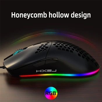 HXSJ J900 USB Káblové pripojenie Hernej Myši RGB Hráč Mouses so Šiestimi Nastaviteľné DPI Honeycomb Duté Ergonomický Dizajn pre Desktop, Notebook