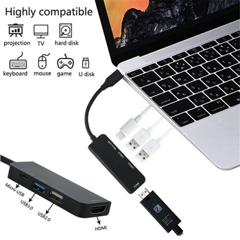 KuWFi Tpye-C HUB Micro USB 3.0 2.0 HDMI Thunderbolt 4 Port Splitter Adaptér Typ-C Kompatibilné pre MacBook Pro Samsung huawe