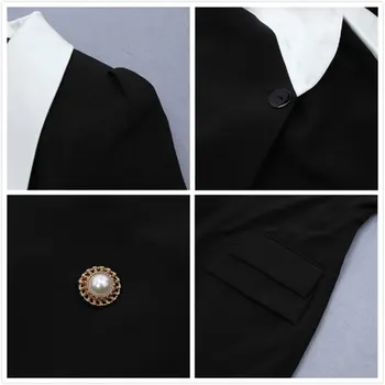 Doprava zadarmo 2020 Nové Módne Čierne Sako Šaty, Sexy tvaru Dlhý Rukáv Singel svojim Bodycon Mini Šaty Club Party Šaty