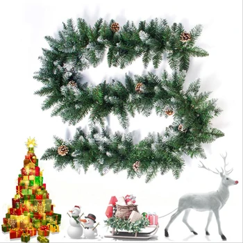 Max 270cm Vianočné Dekorácie Ratan Garland Borovica Kužele Visia Krb Trstiny Vianoce Obchod Hotel Okno Strom Domáce Dekorácie