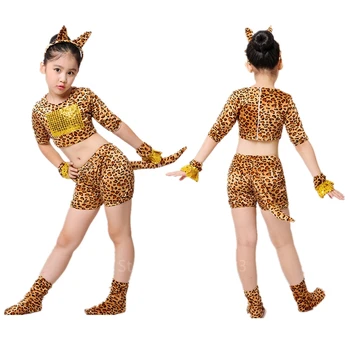 Cartoon Zvierat Cosplay Dievčatá Tiger, Leopard Šaty Halloween Kostýmy pre Deti Vianočné Oblečenie hlavový most, Karneval, Party Dance