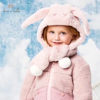 DBM15617 dave bella zimné new born baby dievčatá roztomilý zajačik klobúk dievčatá chlapci módne pletené čiapky