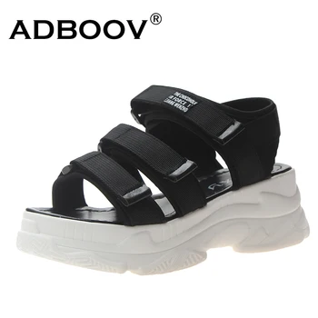 ADBOOV Platformu Sandále Ženy 2020 Letné Módy Ženy Robustný Pláži Sandál Plátno Popruhy Gladiator Sandalias Mujer