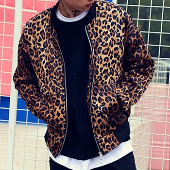 Leopard Tlač Baseball Jacket Módny Štýl Mens 2020 Jesenná Bunda Klasického Osobnosti Hip Hop Kabát Bar, Nočný Klub, Kaderníctvo