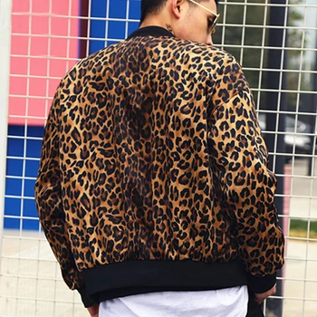 Leopard Tlač Baseball Jacket Módny Štýl Mens 2020 Jesenná Bunda Klasického Osobnosti Hip Hop Kabát Bar, Nočný Klub, Kaderníctvo