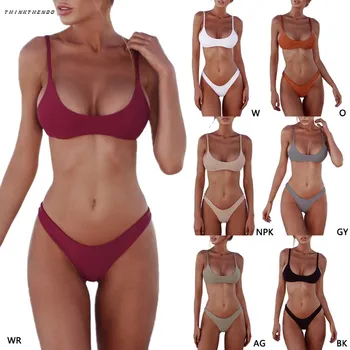 2018 Nové Sexy Push Up Unpadded Brazílske Bikini Set Ženy 7 Farba Vintage Plavky, Plavky, Plážové Vyhovovali Biquini Plavky