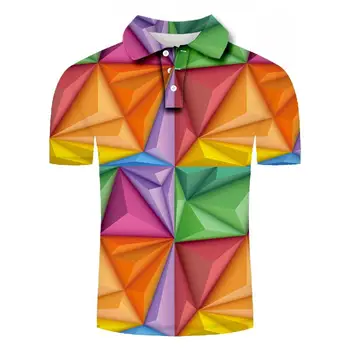 2020 nové polo tričko mužov Populárne Mužov Krátky Rukáv 3D Vytlačené Voľné Letné mužov oblečenie polo homme