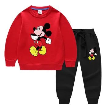Disney Mickey Mouse Jar Jeseň Deti Oblečenie Sady Baby Chlapci, Dievčatá Hoodies Mikina+Nohavice 2 ks Oblečenia Deti Športové Odevy