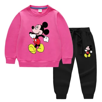 Disney Mickey Mouse Jar Jeseň Deti Oblečenie Sady Baby Chlapci, Dievčatá Hoodies Mikina+Nohavice 2 ks Oblečenia Deti Športové Odevy
