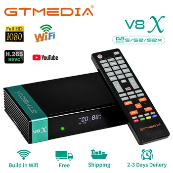 Satelitný Prijímač DVB-S/S2/S2X,GTMedia V8X,1080P Full HD, Podpora CA PowerVu Biss kľúč,H. 265 Vstavaný Wifi,Upgrade V8 Nova