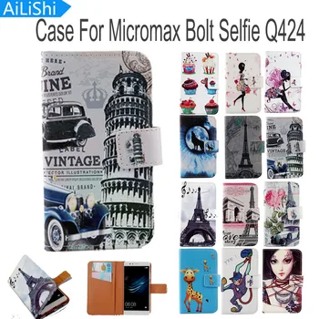 AiLiShi Vysokej Kvality Flip PU Kožené puzdro Pre Micromax Skrutka Selfie Q424 Prípade Roztomilý Kreslený Maľované Ochranný Kryt Kože Na Sklade