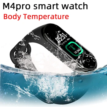 M4pro Telesnej Teploty Smart Hodinky Muž Ženy SmartBracelet Šport Fitness Tracker Elektronika Budík Smartwach android ios