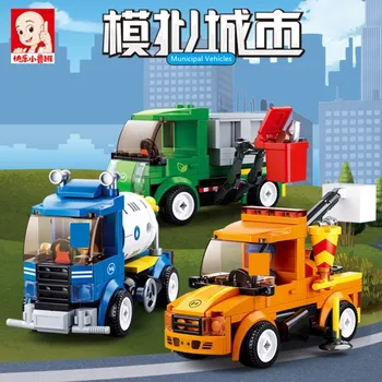 4Pcs/veľa Simcity Komunálnych Vozidiel Auto Stavebných Blokov Sady Brinquedos Playmobil Tvorca Tehly Vzdelávacie Hračky pre Deti,