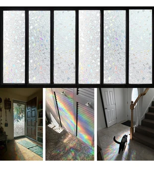 3D Rainbow Efekt Domov Dekoratívne Okno Film Statické Matné Súkromie Okno Obopína Tepla Kontroly anti-UV Sklo Nálepky Vinyl