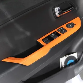 Auto styling uhlíkových vlákien panel dverí opierkou rukoväť výbava lepiť nálepky, auto doplnky, veci pre KIA Rio K2 rokov 2011-2016