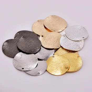 50pcs 20 mm Meď Materiál zlatá farba jednoduché Kartáčovaný Kolo Vlnitou zobrazili kľúčové tlačidlá pre náušnice Prívesok pre DIY Šperky robiť