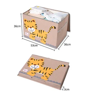 2020 Veľké Kocky Skladacie Úložný Box Na Hračky Organizátor Cartoon Zvierat Plátno Oblečenie Úložný Kôš S Vekom Na Knihy Plyšová Hrudníka
