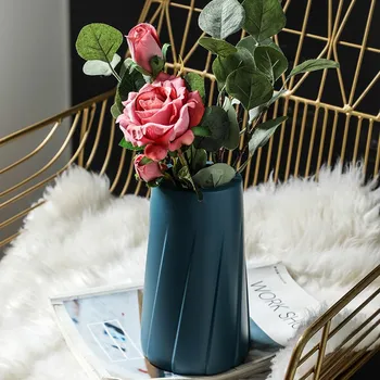 Jeseň Odolného Plastu Váza Domov Dekor Biela Modrá Imitácia Keramické kvetináče Kvetinové koše Nordic Dekorácie, Vázy na Kvety