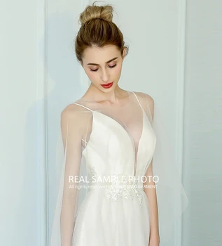 FANWEIMEI#1211 REAL FOTO jednoduché vintage ilúzie capa mimo biele svadobné destinationwedding šaty šaty výrobnú cenu santin tylu