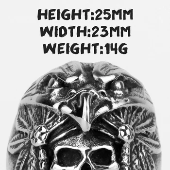 316L Nerezovej Ocele, Punk Rock, Gothic, Vintage Mužov Krúžky Lebky Eagle Indickej Rezbárstvo Osobnosti pre Mužov Chlapec Módne Šperky Darček