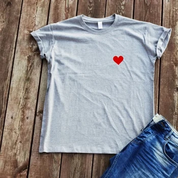 Tumblr Tričko Plus Veľkosť Letné Topy Tričko srdiečko Roztomilý T-tričko Tee Tričko Femme Graphic Tee Ženy Darček pre Priateľa XS-3XL
