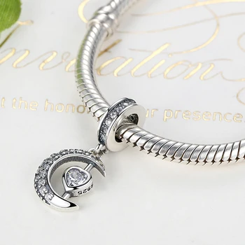 ELESHE 925 Sterling Silver Charms som Lásku U Na Mesiac Prívesok Korálky Fit Originálny Náramok & Náhrdelník Pre Ženy DIY Šperky