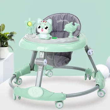 Baby chodítko baby kočík karikatúra roztomilý multifunkčný anti-O-nohu proti prevráteniu s hudbou walker S nohou handričkou a zatlačte tyč