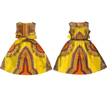 Bavlna Afriky Šaty pre Dievčatá Dashiki Módne Tradičné Tlač, Bohaté na Geometrické Čipky Južná Afrika Ankara Šaty, Oblečenie