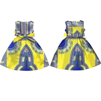 Bavlna Afriky Šaty pre Dievčatá Dashiki Módne Tradičné Tlač, Bohaté na Geometrické Čipky Južná Afrika Ankara Šaty, Oblečenie