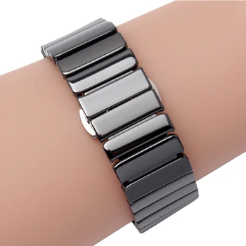 Pre Samsung výstroj S2 Klasické čierne biele keramické náramok kvality watchband 20 mm motýľ spona